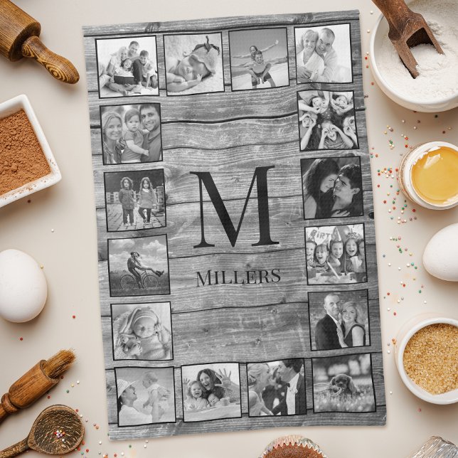 Create Your Custom Photo Collage Rustic Farmhouse Kitchen Towel (Creator Uploaded)