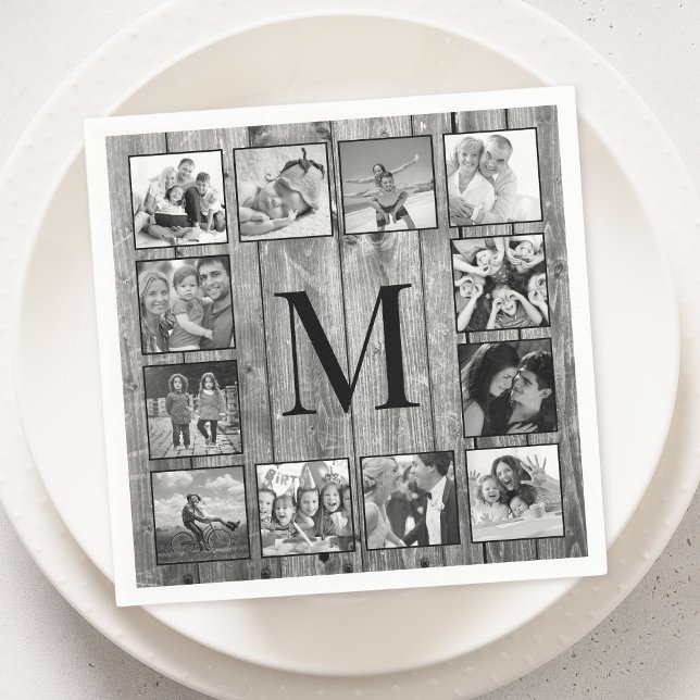 Create Your Custom Photo Collage Rustic Farmhouse Napkin (Creator Uploaded)