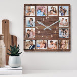 Create Your Custom Photo Collage Rustic Farmhouse Square Wall Clock<br><div class="desc">Easily create your own personalized rustic wooden plank farmhouse style wall clock with your custom photos. For best results,  crop the images to square - with the focus point in the centre - before uploading.</div>