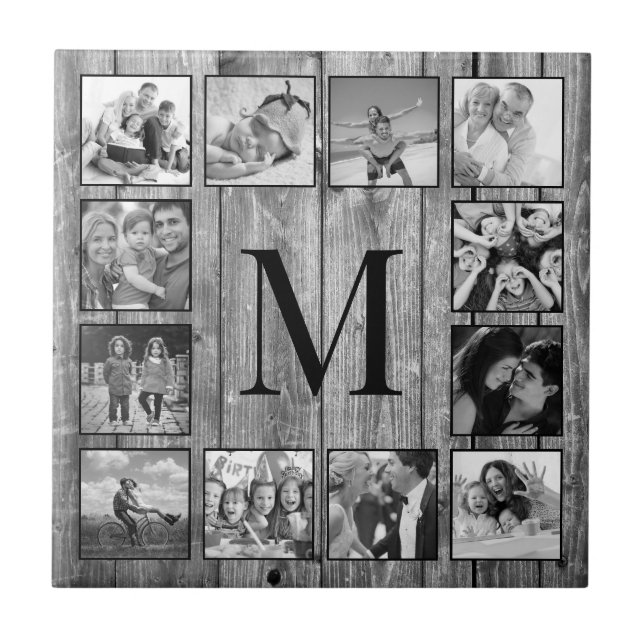 Create Your Custom Photo Collage Rustic Farmhouse Tile (Front)
