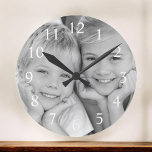 Create Your Custom Photo Modern Elegant Round Clock<br><div class="desc">Create Your Own Custom Black and White Photo (picture or photography) Modern Large Clock that you can add your own photo. This roman numeral numbered clock makes a perfect custom personalized gift for a mom,  dad,  grandma or grandpa grandparent to hang in their Kitchen or Living Room.</div>