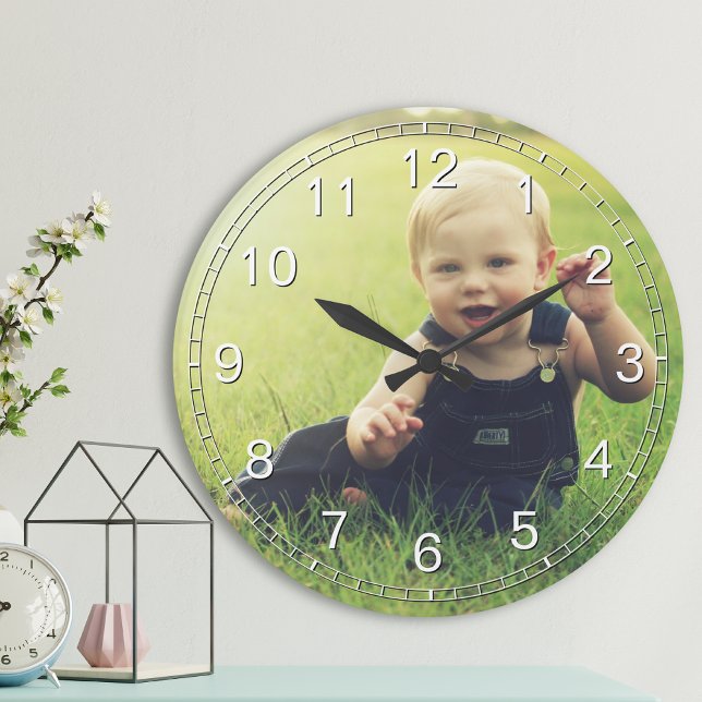 Create Your Custom Photo Modern Elegant Round Clock (Creator Uploaded)