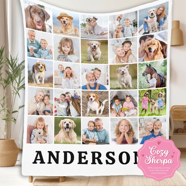 Create Your Family Custom Cute 25 Photos Collage Sherpa Blanket (Creator Uploaded)