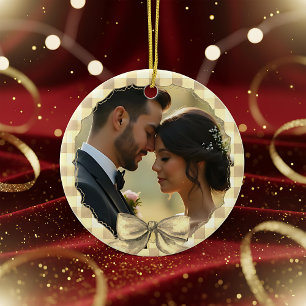Create your First Christmas Together photo Ceramic Ornament