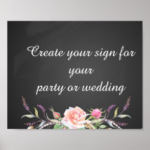 create your floral chalkboard party sign