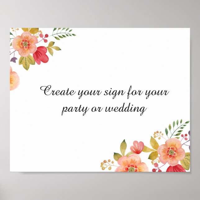 create your floral wedding sign or party sign (Front)