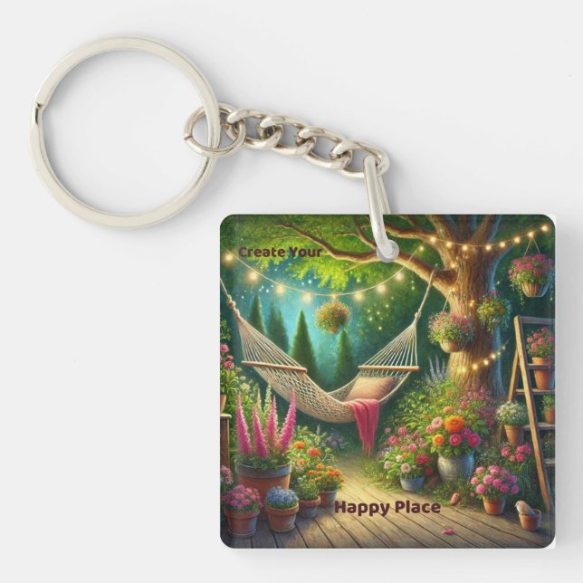 Create Your Happy Place Acrylic Keychain (Front)