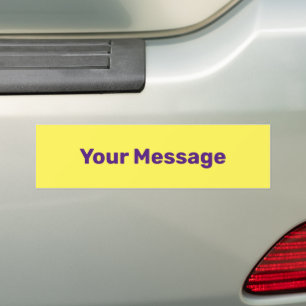 Create Your Message Yellow Purple Text Template Bumper Sticker
