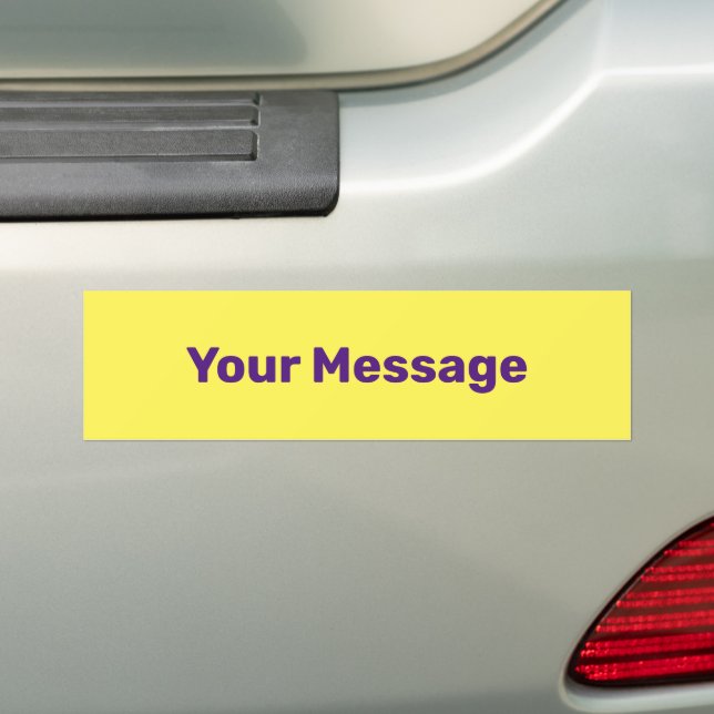 Create Your Message Yellow Purple Text Template Bumper Sticker (On Car)