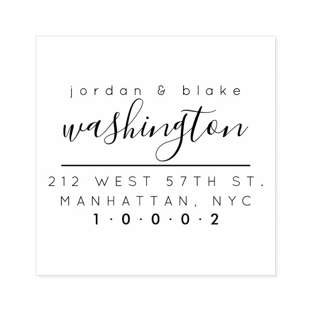 Create Your Modern Married Couple Return Address Rubber Stamp (Imprint)