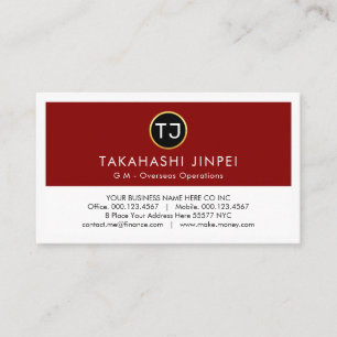 Create Your Monogram Red White Layers Business Card