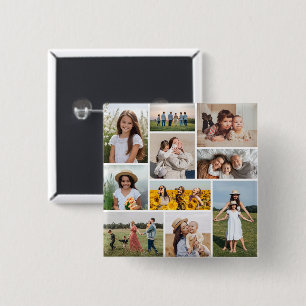 Create Your Own 10 Photo Collage 2 Inch Square Button