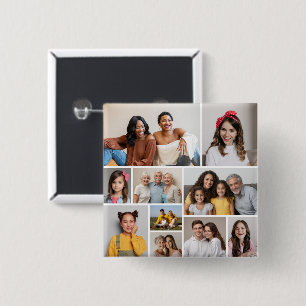 Create Your Own 10 Photo Collage 2 Inch Square Button