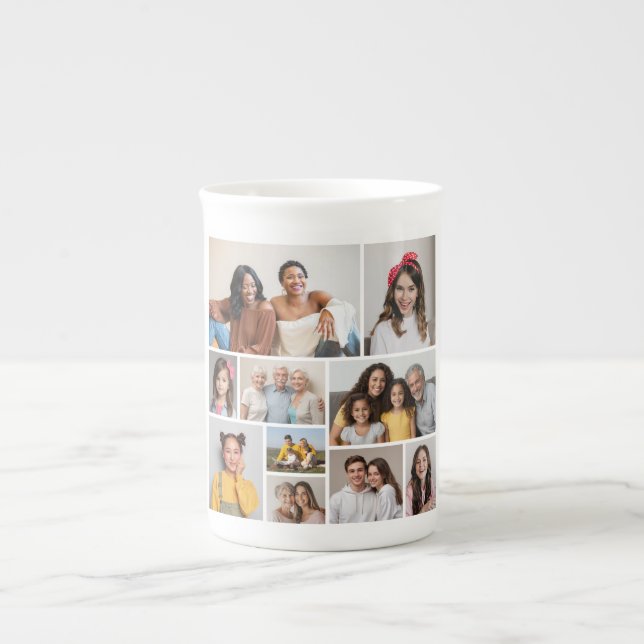 Create Your Own 10 Photo Collage Bone China Mug (Front)