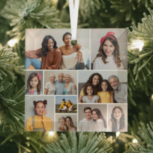 Create Your Own 10 Photo Collage Glass Ornament