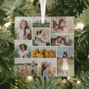 Create Your Own 10 Photo Collage Glass Ornament