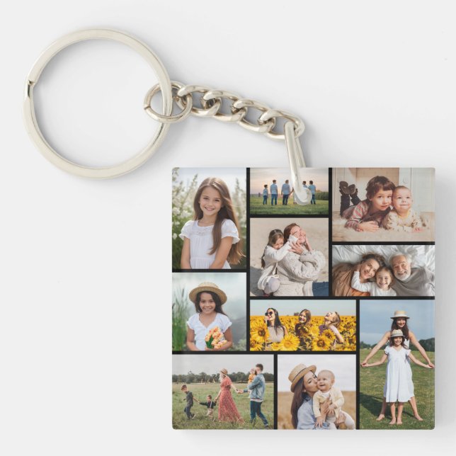 Create Your Own 10 Photo Collage Keychain (Front)