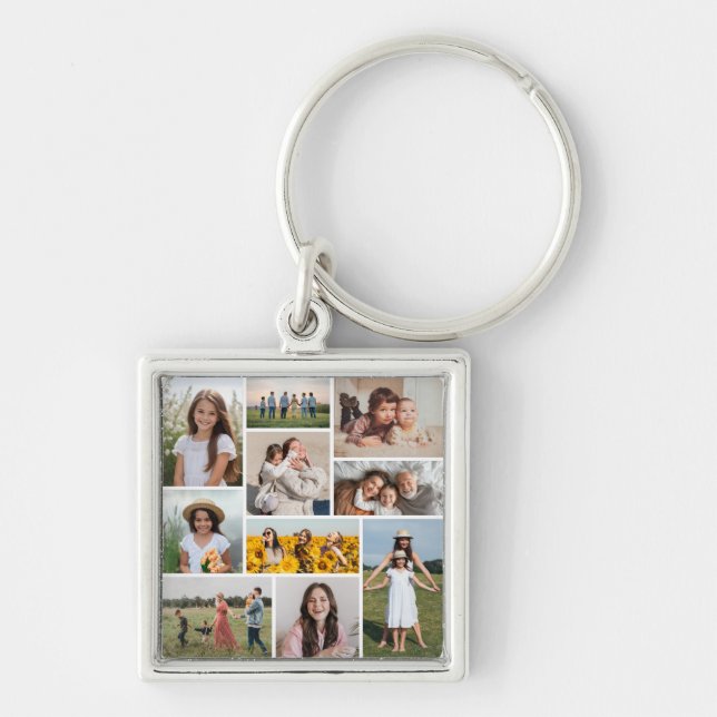 Create Your Own 10 Photo Collage Keychain (Front)