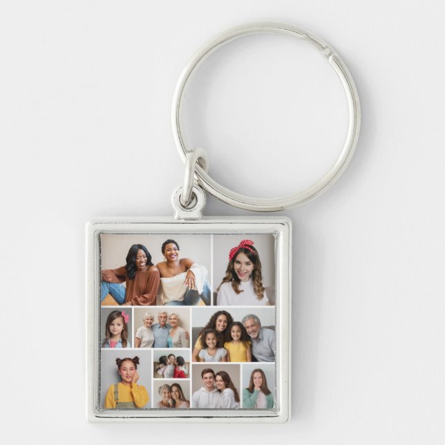 Create Your Own 10 Photo Collage Keychain (Front)