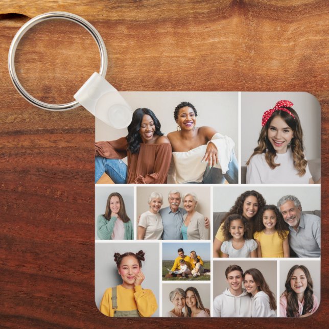 Create Your Own 10 Photo Collage Keychain (Front)