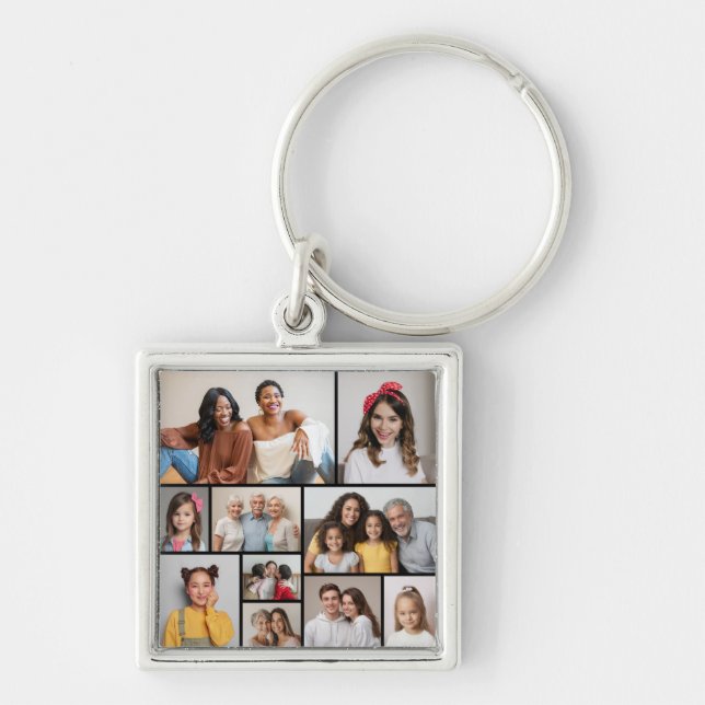 Create Your Own 10 Photo Collage Keychain (Front)