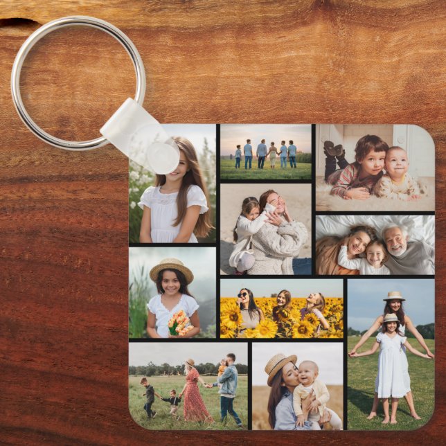 Create Your Own 10 Photo Collage Keychain (Front)