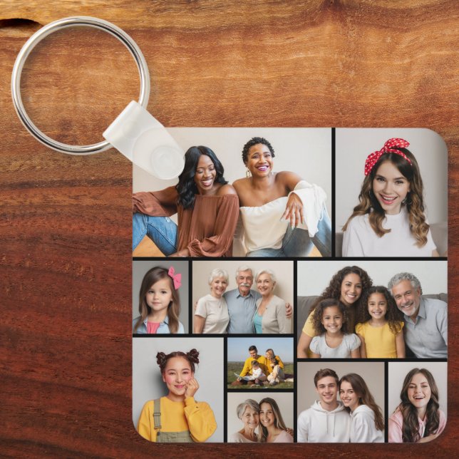 Create Your Own 10 Photo Collage Keychain (Front)