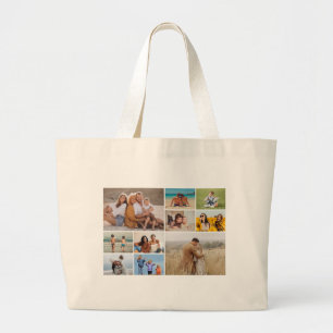 Create Your Own 10 Photo Collage Large Tote Bag