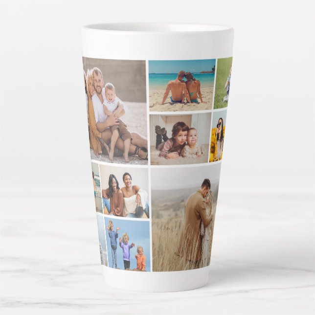 Create Your Own 10 Photo Collage Latte Mug (Front)