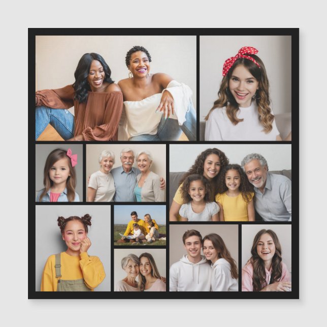 Create Your Own 10 Photo Collage Magnetic Card (Front)