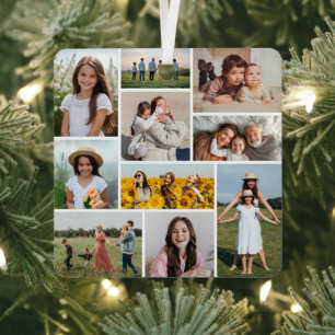 Create Your Own 10 Photo Collage Metal Ornament