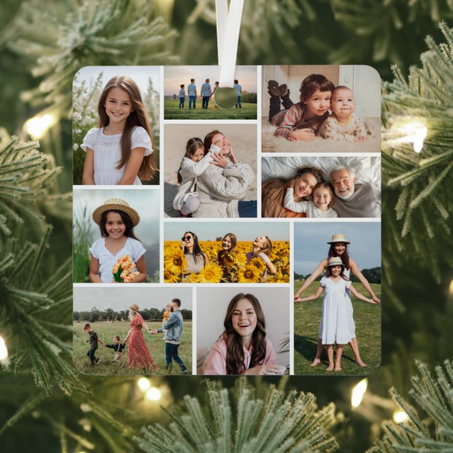 Create Your Own 10 Photo Collage Metal Ornament (Insitu)