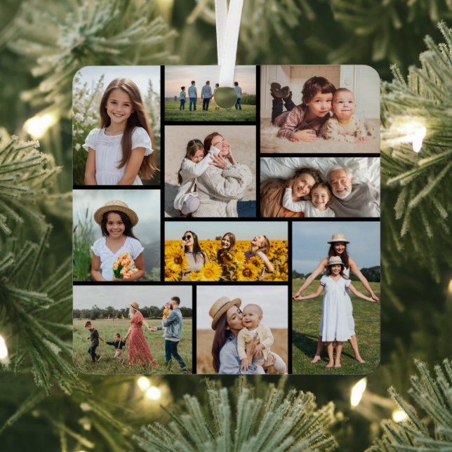 Create Your Own 10 Photo Collage Metal Ornament (Insitu)