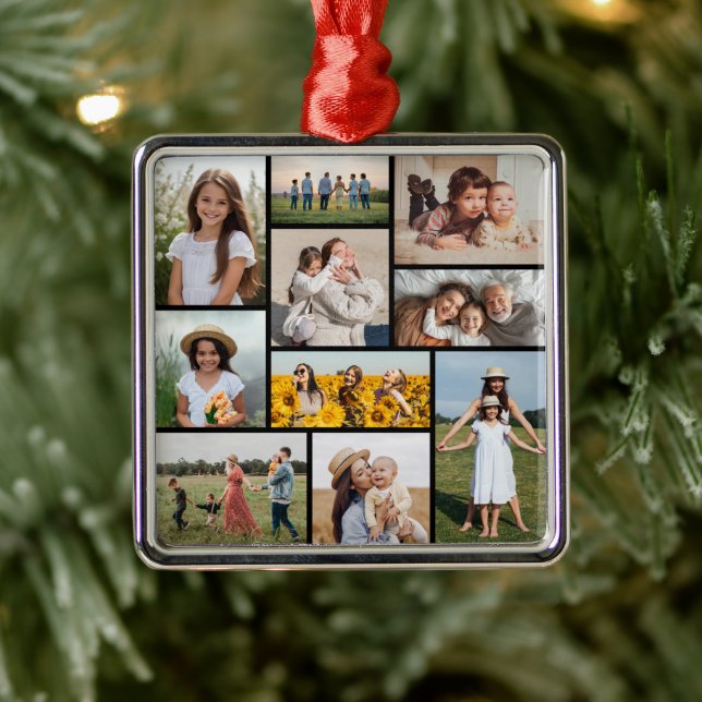 Create Your Own 10 Photo Collage Metal Ornament (Tree)