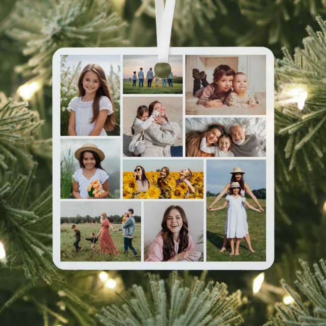 Create Your Own 10 Photo Collage Metal Ornament (Insitu)
