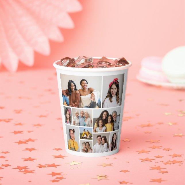 Create Your Own 10 Photo Collage Paper Cups (Insitu)
