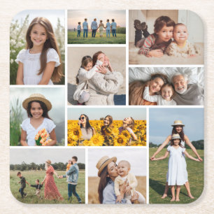 Create Your Own 10 Photo Collage Square Paper Coaster