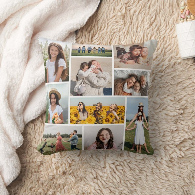 Create Your Own 10 Photo Collage Throw Pillow (Blanket)