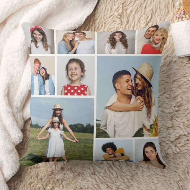 Create Your Own 10 Photo Collage Throw Pillow (Blanket)