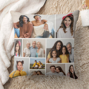 Create Your Own 10 Photo Collage  Throw Pillow