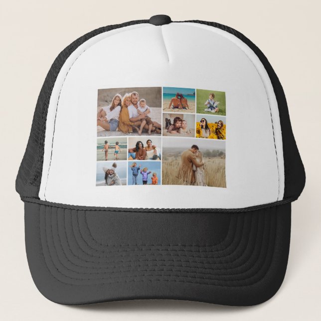 Create Your Own 10 Photo Collage Trucker Hat (Front)
