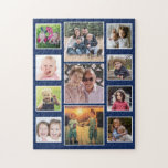 Create Your Own 11 Family Photo Collage Blue Jigsaw Puzzle<br><div class="desc">Family photo collage puzzle to personalize with 11 favourite photos.</div>