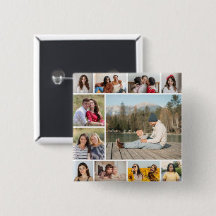 Create Your Own  11 Photo Collage 2 Inch Square Button