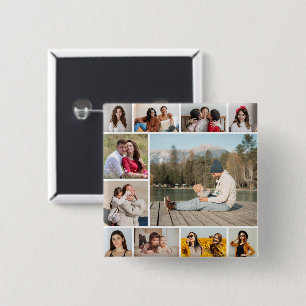 Create Your Own  11 Photo Collage 2 Inch Square Button