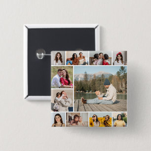 Create Your Own  11 Photo Collage 2 Inch Square Button