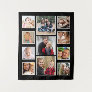 Create Your Own 11 Photo Collage Black Tapestry