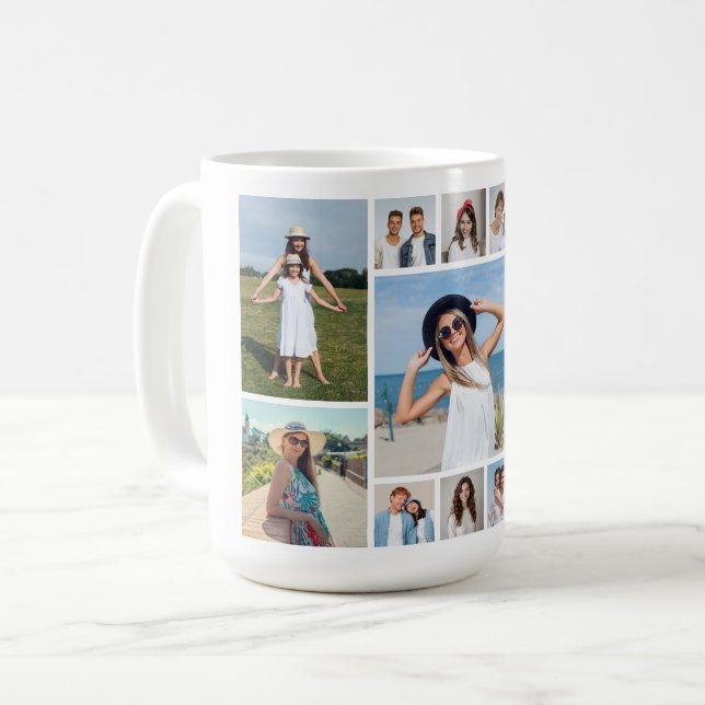 Create Your Own 11 Photo Collage Coffee Mug (Front Left)