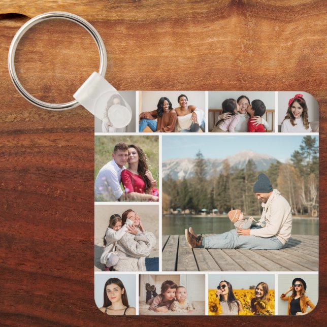 Create Your Own  11 Photo Collage Keychain (Front)