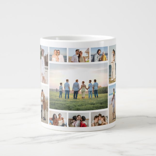 Create Your Own 11 Photo Collage Large Coffee Mug (Front)