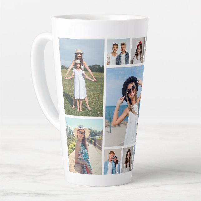 Create Your Own 11 Photo Collage Latte Mug (Left Angle)